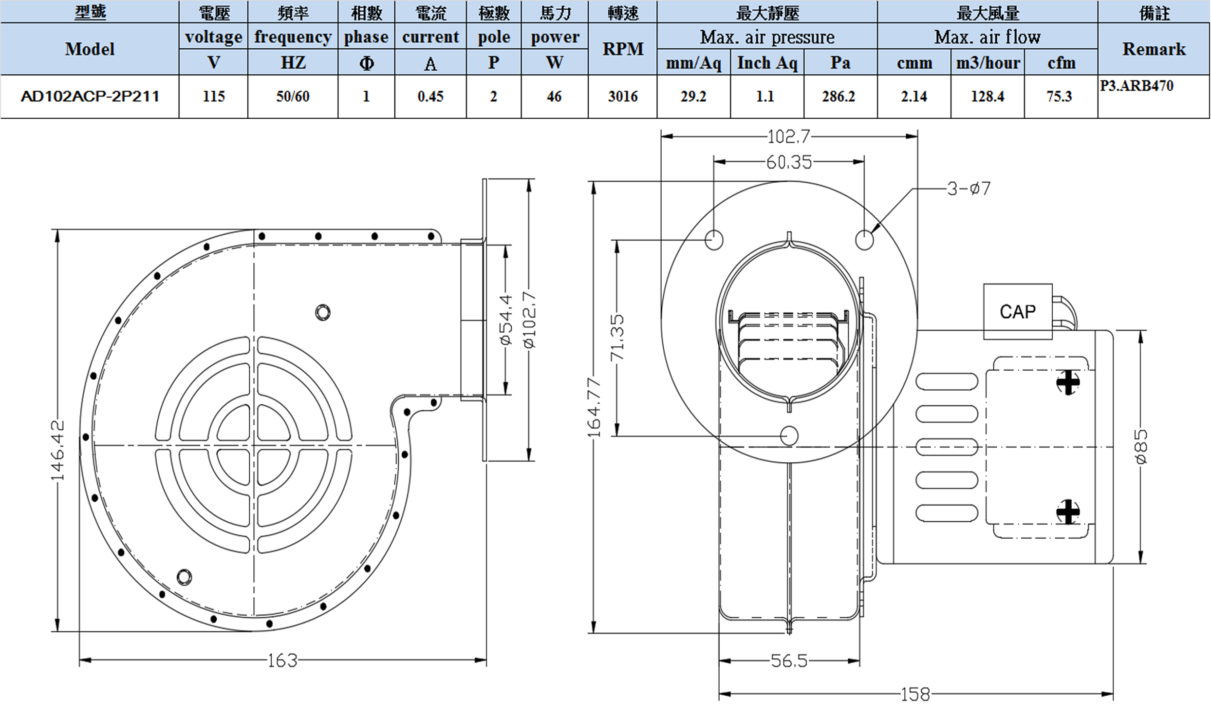 Furnace Blower AD102ACP Air Deviser Industrial Co., Ltd.